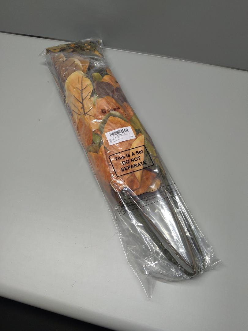 Giegxin 52 Inch Fall Decoration Large Fig Leaf Thanksgiving Decor 3 Pcs Artificial Olive Green Tan Fig Leaves Branches for Mantle Wardrobe Table Centerpiece Autumn Decor