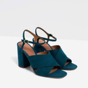 Zara Woman Blue Suede High Heeled Wrap Front Sandals size 38