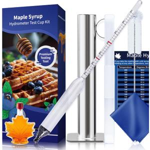CIMALAB Maple Syrup Hydrometer Test Cup Kit, Hydrometer for Maple Syrup Making, Maple Syrup Hydrometer Kit with Baume and Brix Scale, Maple Syrup Supplies for Measuring Sugar Content in Syrup Sap (Transparent Maple Syrup Hydrometer)