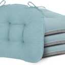 D-Shaped Chair Cushions, 4" Thick Dining Chair Pads Machine-Washable, Seat Cushions for Chair 18" x 18", Set of 4 18-Lblue-4