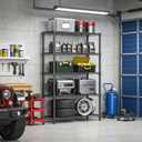 IZEUK 5-Tier Heavy Duty Metal Storage Shelving Unit, Adjustable Steel Wire Rack Shelf Organizer for Garage, Kitchen, Basement, Laundry, Office(Black, 17.7" D x 47.2" W x 72.3" H, 1750 lbs Capacity)