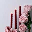 10 Inch Burgundy Red Spiral Taper Candles, 4 Pack Unscented Dripless Long Burning Time Glossy Candlesticks for Dinner Party, Wedding Shower and Home Decoration (Burgundy)