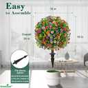 Artificial Topiary Ball Trees Set of 2 with Colorful Flowers, UV Resistant Faux Boxwood Plants Outdoor with Spike, Fake Bushes Round Shrubs for Porch, Garden, Yard, Patio Fall Outdoor Plant