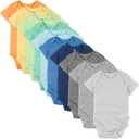 Honestbaby 10-Pack Short Sleeve Bodysuits One-Piece 100% Organic Cotton for Infant Baby Boys, Girls, Unisex (3-6 Months)