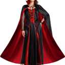 Womens Vampire Costume Outfit Dress, Gothic Vampire Cape Corset Skirt Shirt Costume Clothes Womens Halloween Costumes (Large, Style 1)