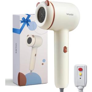 YALICE Kids Hair Dryer, Travel Small Hair Dryer for Children, Mini Ionic Quiet Kids Blow Dryer with ALCI Safety Plug, 3 Speed Settings, Anti-Scald, Kids Birthday Gift for Baby Hair Accessories, Khaki