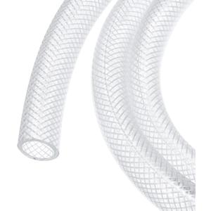 MECCANIXITY Braided Clear PVC Vinyl Tubing 5/8" ID PVC Tube High Pressure Water Hose 10ft for Industrial Tubing, Pump, 15.9mm x 21mm