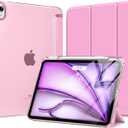 MoKo for iPad Air 11 inch Case M3/M2 2025/2024, iPad Air 5th/4th Gen 10.9 inch Case 2022/2020 with Pencil Holder, Slim Lightweight Trifold Cover with Hard PC Translucent Back Shell, Pink
