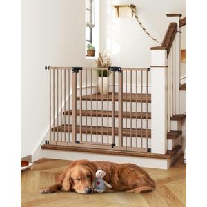 Keny Extra Wide Baby Gate - 29" to 47.3" Auto Close Safety Gate, Pressure Mounted, No Drilling, Brown