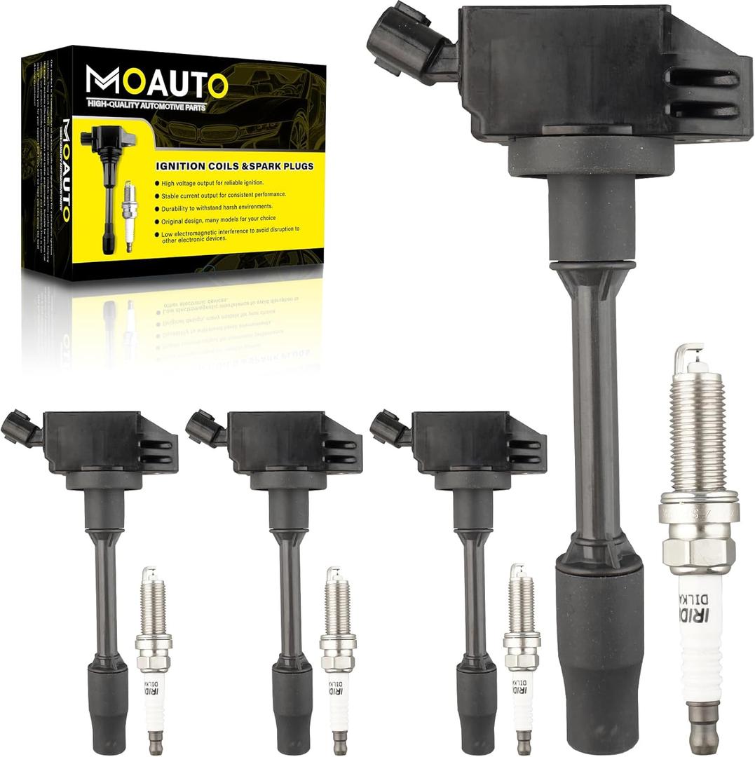 Set of 4 Ignition Coils Pack UF849 90919-A2010 & 4 PCS Iridium Spark Plugs Compatible with Lexus ES300h UX250h Toyota Avalon Camry Highlander RAV4 Prime Sienna Venza 2.5L L4