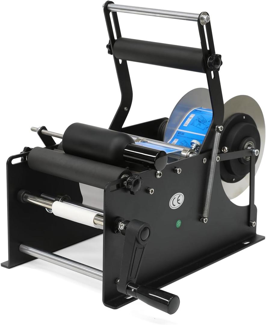 Upgraded Manual Labeling Machine Label Applicator Bottle Labeler Sticker Label Printer Packing Machine with Handle for Round Glass Plastic Metal Bottle etc