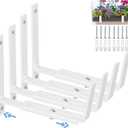 HFHOME 4 PCS Adjustable Planter Box Brackets (6 to 12.5 in), Universal Window Box Brackets, Heavy Duty Metal Flower Box Wall Mounting Hooks for Balcony, Fences, Patio, and Garden - White