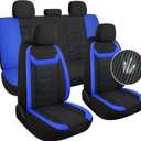 3D Air-Mesh Car Seat Covers Full Set, Breathable and Split Bench Compatible Seat Covers for Cars, Universal Car Interior Covers for Most Cars Sedan Truck SUV(Black/Blue)