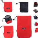 Drawstring Bags Nylon Cinch and Ditty Stuff Pouch Mesh-Stuff-Sack for Camping Travel Gym Sports Storage 5-in-1 (Medium, Red)
