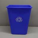 Amazon Basics Rectangular Commercial Office Wastebasket, Easy to Clean, Lightweight, 10 Gallon, Blue, Recycle Logo