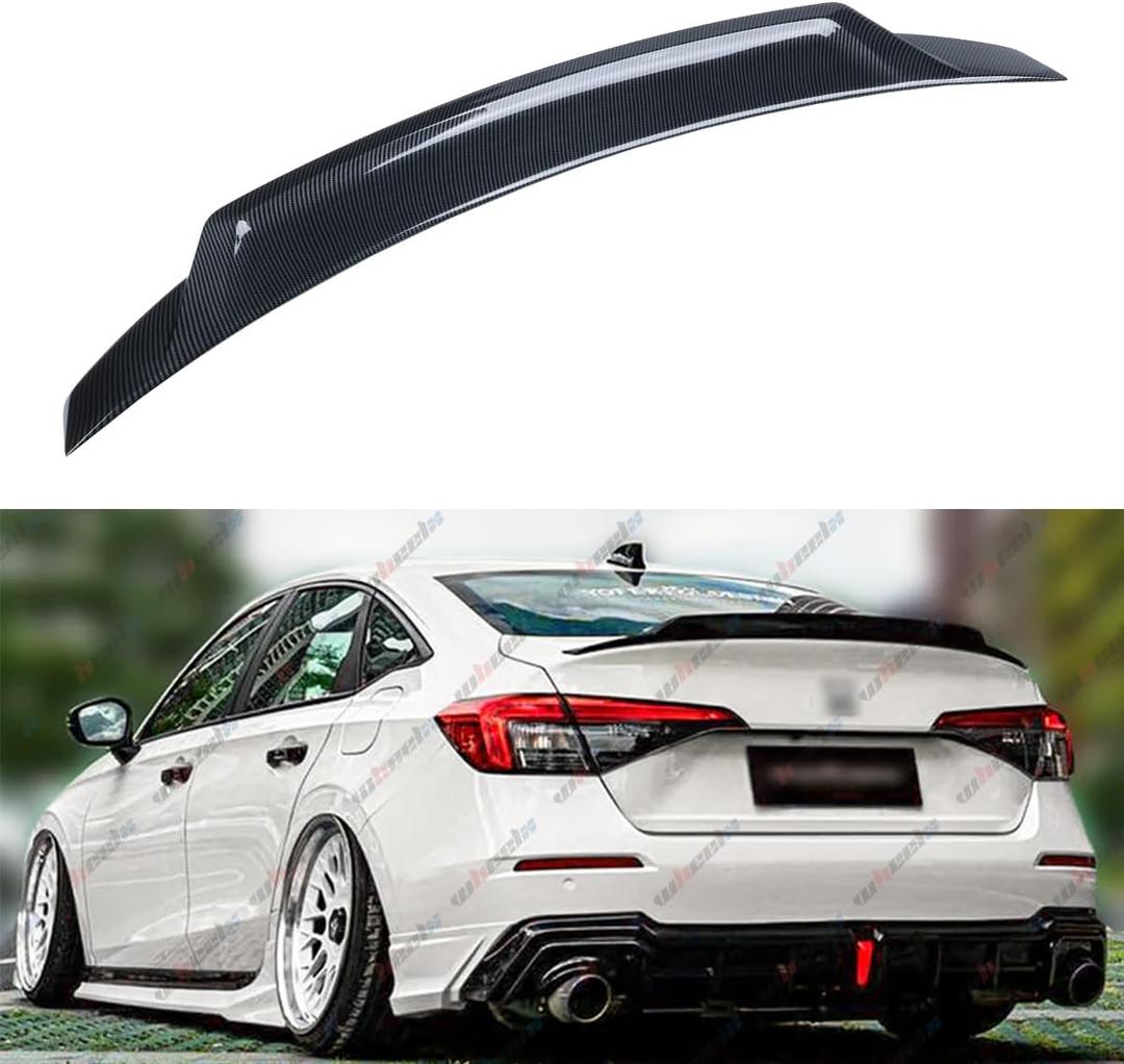 Rear Spoiler Compatible with 2022-2025 Honda Civic, Duckbill Spoiler Fits for 22-25 Sedan, V3 Style Exterior High Kick Trunk Tail Deck Lid Wing Lip (Carbon Fiber Pattern)