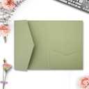 25 Pieces A7 Pocket Invitations (5.12 x 7.09) Trifold Wedding Invitation Cards for 5x7 Invites Wedding Bridal Shower Engagement Birthday Sweet 16 (Matte Sage Green)