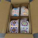 Ceramic Bowl with Lid: Microwave Safe Soup Containers Set of 4 for Meal Prep, Cereal, Salad, Picnic, Camping, Office Lunch, Kitchen Food Storage - 5 Inch, 20 oz, Design B