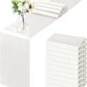 Horbaunal 12 Pack Ivory Satin Table Runner 12 x 108 Inch, Smooth Table Runners for Wedding Banquets, Birthday Party
