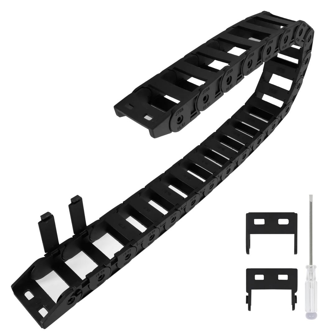 R38 18mm x 38mm(Inner H x Inner W) Black Plastic Cable Wire Carrier Drag Chain 1M Length for CNC, with End Connectors - Bridge Type (Inner Side openable)