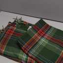 LALIFIT Soft Fluffy Green Red Plaid Fringe Blanket, Lightweight Throw with Tassels for Home Decor, 50" x 60"