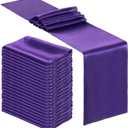 Bencailor 12 Pcs Purple Satin Table Runner Bulk 12 x 108 Inches Long Table Runners Bright Smooth Fabric Tablecloth for Wedding Banquet Birthday Spring Graduation Party Decorations