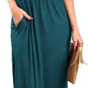Womens Off The Shoulder Ruffle Party Dress Side Split Beach Long Maxi Dresses Acie Blue M
