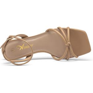 Athlefit Women's Open-Toe Kitten Heel Sandals with Ankle Strap – Low Heel – For Proms, Parties, and Weddings, 10