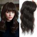 HAITOO Hair Toppers for Women, 18 Inch Toppers Hair Pieces for Women with Thinning Hair Wispy Clip in Bangs 360° 3D Big Coverage Base Curly Wavy (Soft Brown, 18Inch Wispy bangs)