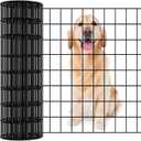 Garden Fence Black PVC Coated Welded Wire Fencing 24 Inch x 100 Foot, 2 Inch x 3 Inch 16GA, Garden Border Fencing Roll Vinyl Coating Metal Wire Mesh for Yard Vegetable Plant Protection Poultry Netting