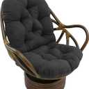 Blazing Needles Solid Microsuede Swivel Rocker Chair Cushion, 48" x 24", Black