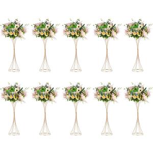 NUPTIO 10 Pcs Gold Trumpet Vase 26in Tall Metal Vase, Wedding Centerpieces for Tables, Artificial Arrangement Flower Stand for Anniversary Party Birthday Event Aisle Home Reception Decor