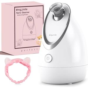 Kingsmile Facial Steamer for Face, 3 in 1 Face Steamer for Facial Deep Cleaning, Compact Nano Steamer - Aromatherapy, Adjustable Nozzle Warm Steam for Home SPA, Face Steamer for Sinuses with Hairband