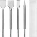 Heavy-Duty 4-Piece SDS Plus Chisel Bit Set - Alloy Steel Concrete Chisels for Demolition & Renovation - Flat, Wide, Pointed & 15 Tile Chisel (250mm/10")