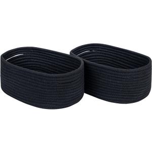 CubesLand Cute Black Basket Bins,Small Woven Storage Baskets for Shelf,Baby Nursery Basket Bin,Cube Organizer Basket Bin,Soft Toys Storage Basket,Home Decor Organization Bins 12 x 8 x 5 inches