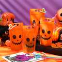 Nuenen 500 Pack Halloween Drink Pouches with Straws Spooky Pumpkin Plastic Juice Bags for Adults Disposable Drinking Bags Stand up Zipper Pouches with Straws for Smoothie Juice Halloween Party