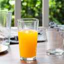 Le'raze Set of 16 Heavy Base Ribbed Durable Drinking Glasses Includes 8 Cooler Glasses (17oz) and 8 Rocks Glasses (13oz), Clear Glass Cups - Elegant Glassware Set