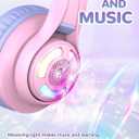 iClever Cat Ear Kids Bluetooth Headphones, LED Lights Up, 74/85dBA Safe Volume Limited, 50H Playtime,Bluetooth 5.2, USB C,Kids Headphones Wireless Over Ear for Travel iPad Tablet, Meow Macaron-Purple