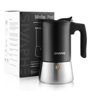 Sivaphe Stainless Steel Stovetop Espresso Brewer 6 Espresso Cup Induction Mocha Pot Cuban Coffee Maker 10.5fl.oz Italian Máquina De Café Expreso