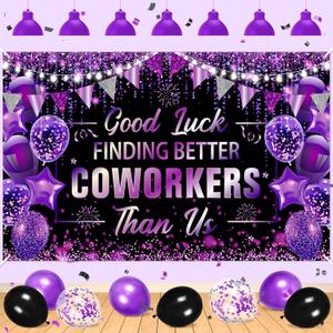 Black & Purple Coworker Leaving Party Decorations - Going Away & Farewell Party Banner - Good Luck Finding Better Coworkers Than Us - Office Leaving Party Backdrop