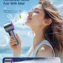 Ausic Portable Handheld Turbo Fan with Mist, High-Speed Personal Mini Misting Fans, 3 Speeds Rechargeable Battery Operated Small Fan for Travel/Outdoor/Home/Office/Makeup/Gift (Grey)