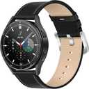 Leather Band for Men Compatible with Samsung Galaxy Watch 7/6/5/4/Active 2 40mm 44mm/Watch 6 Classic 43mm 47mm/Watch 5 Pro 45mm/Watch 4 Classic 42mm 46mm, 20mm Wristband Replacement Strap