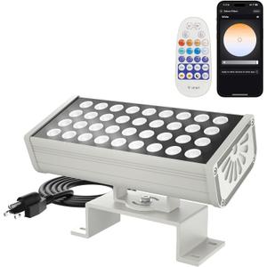 Wall Washer Light Smart LED Landscape Spotlights with 6CCT Adjustable Color Temperature, Dimmable 1%-100%, Waterproof IP65, RF Remote & App Control, Timer Function, Easy Installation, 72W Tunable White