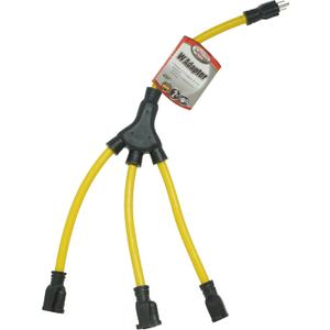 Woods W-Splitter; Extending Outlet Adapter; Splits 1 to 3 Outlets; 2-Foot, 09019