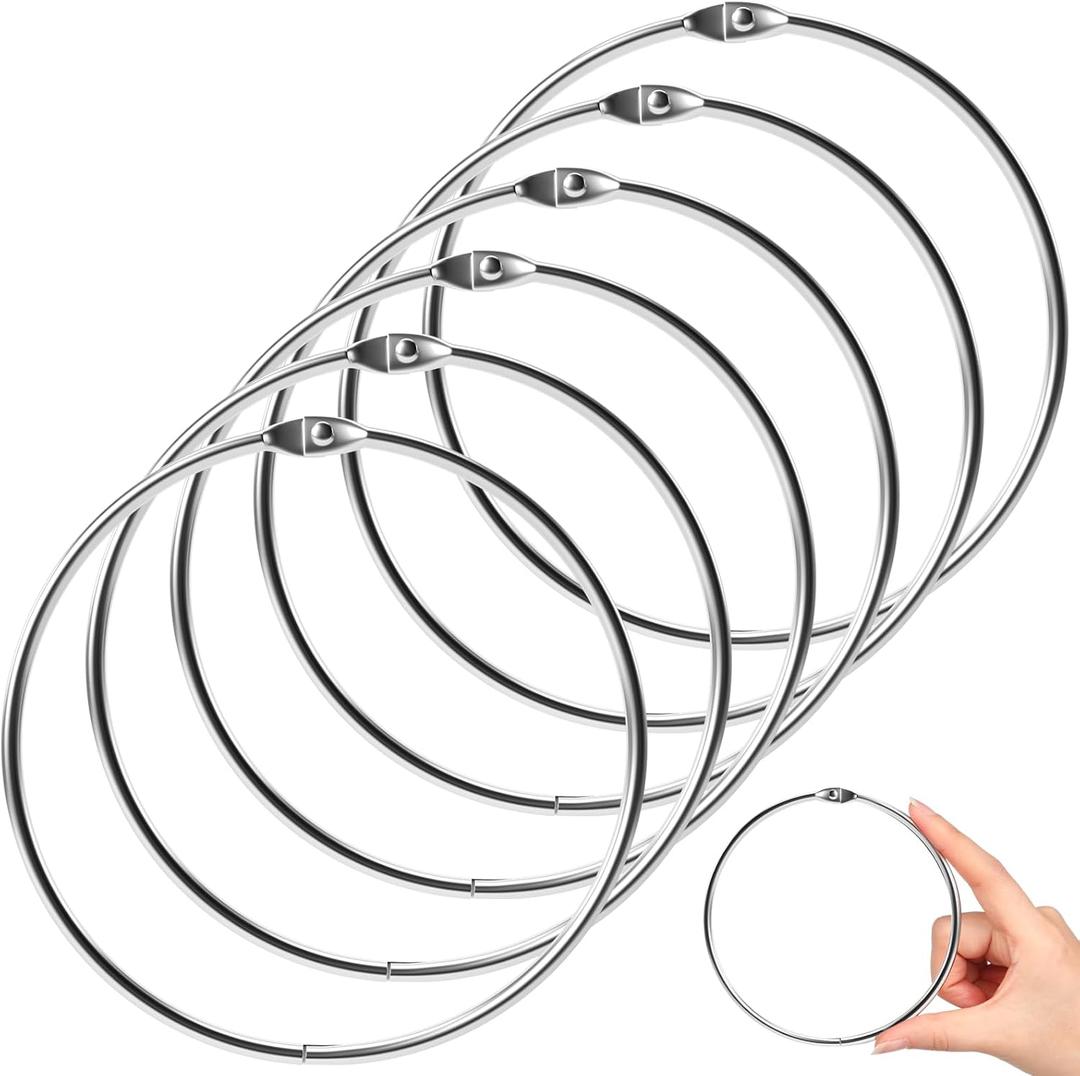 MorningRo 6 Pack 4 Inch Loose Leaf Binder Rings Extra Large Nickel Plated Steel Key Keychain Book Metal Rings for Home Office Index Cards Receipts Memos Files DIY Photos Craft Supplies