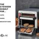 Waring Commercial CTS1000B Conveyer Toaster, 1000+ slices per hour, 208V, 2700W, 6-20 Phase Plug,Silver