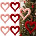 6 Pcs Large Heart Ornaments for Valentines 10'' 3D Glitter Heart Hanging Ornament for Tree Wreath Door Home Window Valentine's Day Wedding Holiday Decor(Red and Pink,Flocked)