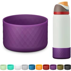 Silicone Boot for Owala Water Bottle 24 oz 32 oz 40 oz, Anti-Slip Protective Sleeve for FreeSip/Twist/Flip Stainless Steel Water Bottles Accessories (Dark Purple)
