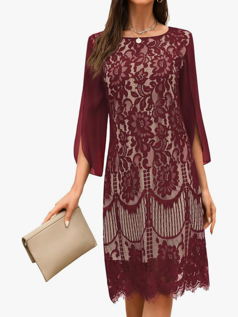 Wedding Guest Cocktail & Formal Dresses for Women - Lace Sequin Prom Evening Dress
XL