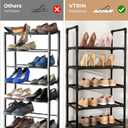 VTRIN 10 Tiers Tall Shoe Rack Holds 20-25 Pairs of Shoes Sturdy Vertical Shoe Organizer with 18pcs Hooks Stackable Narrow Shoe Rack for Closet, Entryway Black